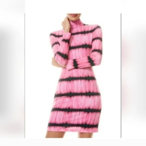 ALICE + OLIVIA Delora Tie Dye Mock Neck  Mini Dress Size 4 - Picture 9 of 14